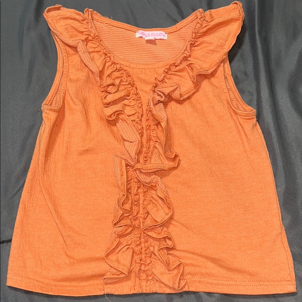 Orange Ruffled Sleeveless Top